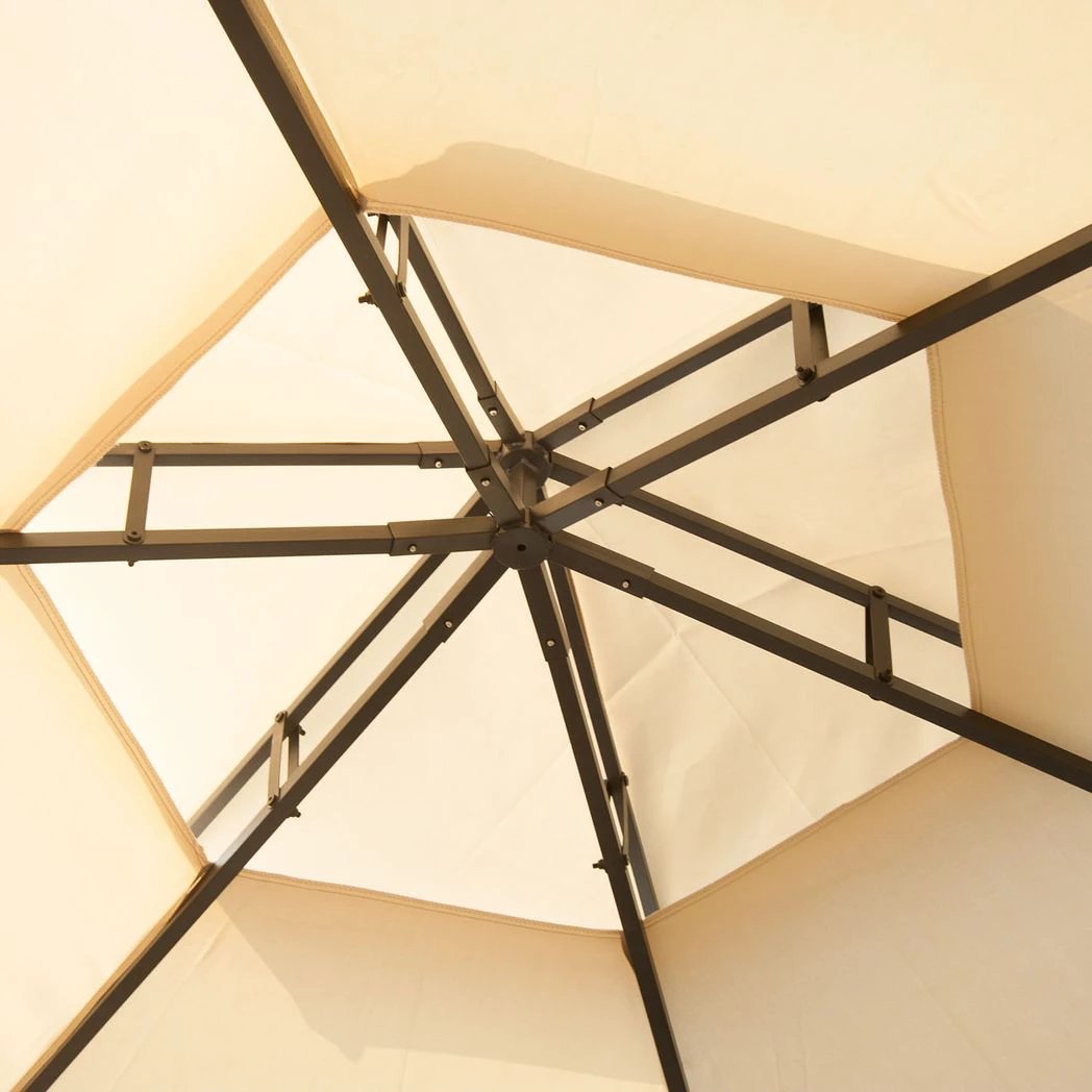 Outsunny Hexagon Gazebo Patio Party Tent Outdoor Garden Shelter 2 Tier Roof & Side Panel - Gazebos
