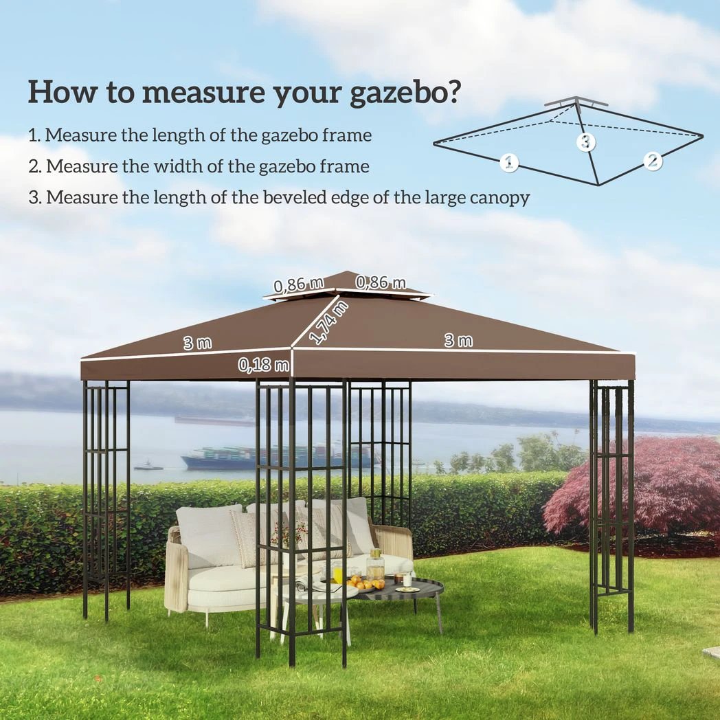 3 x 3(m) Gazebo Canopy Roof Top Replacement Cover Spare Part by Outsunny