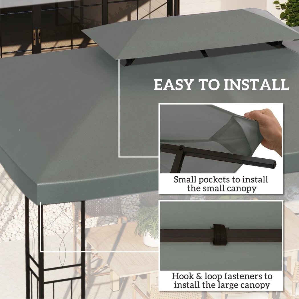 3x4m Gazebo Replacement Roof Canopy 2 Tier Top UV Cover Sun Awning Shelters by Outsunny