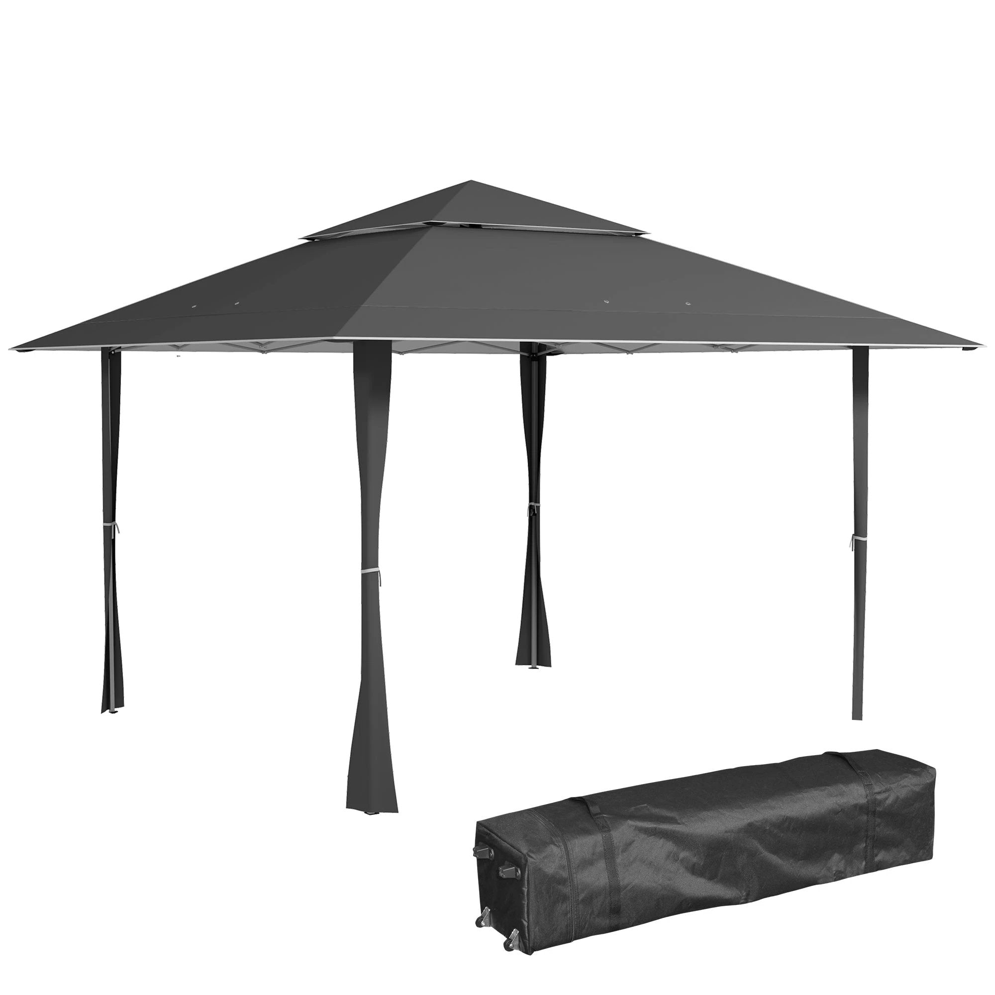 Outsunny 4 x 4m Outdoor Pop-Up Canopy Tent Gazebo Adjustable Legs Bag Dark Grey by Outsunny