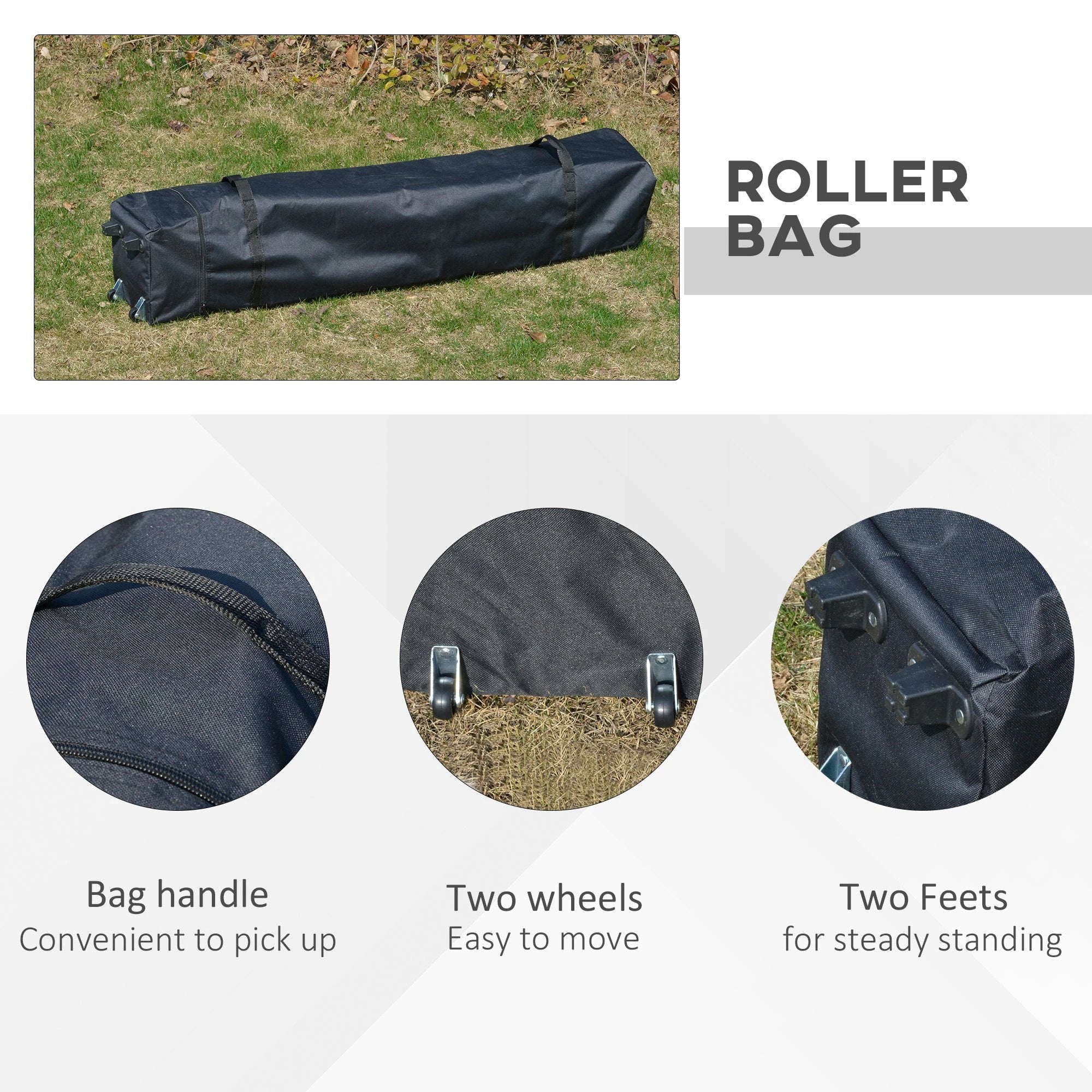Outsunny 4 x 4m Outdoor Pop-Up Canopy Tent Gazebo Adjustable Legs Bag Dark Grey by Outsunny