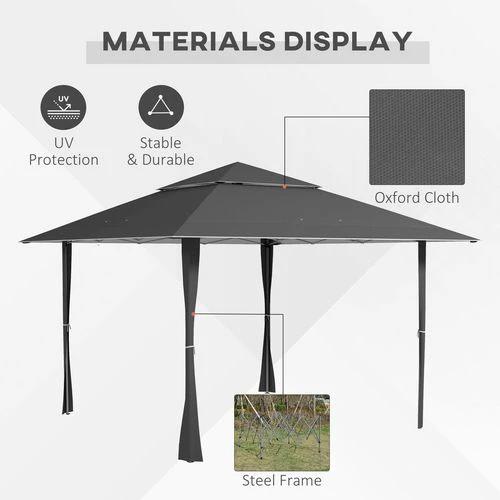 Outsunny 4 x 4m Outdoor Pop-Up Canopy Tent Gazebo Adjustable Legs Bag Dark Grey by Outsunny