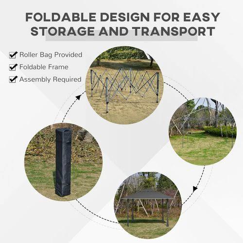 Outsunny 4 x 4m Outdoor Pop-Up Canopy Tent Gazebo Adjustable Legs Bag Dark Grey by Outsunny