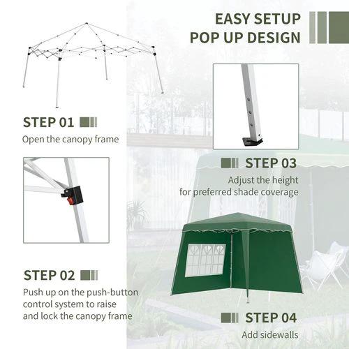 Outsunny 2.4 x 2.4m UV50+ Pop Up Gazebo Canopy Tent with Carry Bag, Green - Gazebos