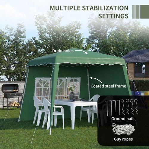 Outsunny 2.4 x 2.4m UV50+ Pop Up Gazebo Canopy Tent with Carry Bag, Green - Gazebos