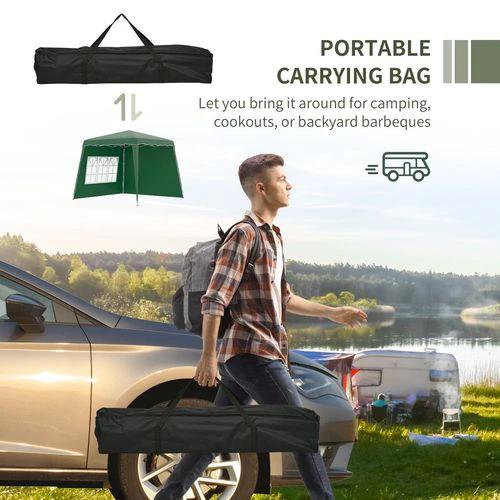 Outsunny 2.4 x 2.4m UV50+ Pop Up Gazebo Canopy Tent with Carry Bag, Green - Gazebos