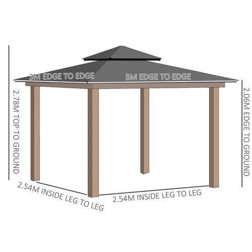 Outsunny 3 x 3 (m) Polycarbonate Gazebo, Hard Top Gazebo with Nettings & Curtains - Gazebos