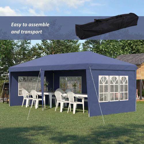 Outsunny 3 x 6m Heavy Duty Gazebo Marquee Party Tent with Storage Bag Blue - Gazebos