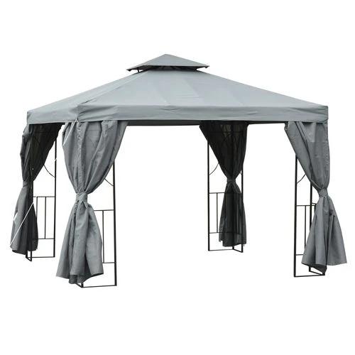 3x3m Garden Metal Gazebo Marquee Patio Wedding Party Dark Grey by Outsunny