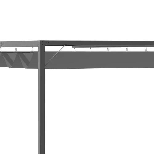 3x3m Pergola Retractable Canopy Wall Mounted Gazebo Sun Shade, Grey by Outsunny