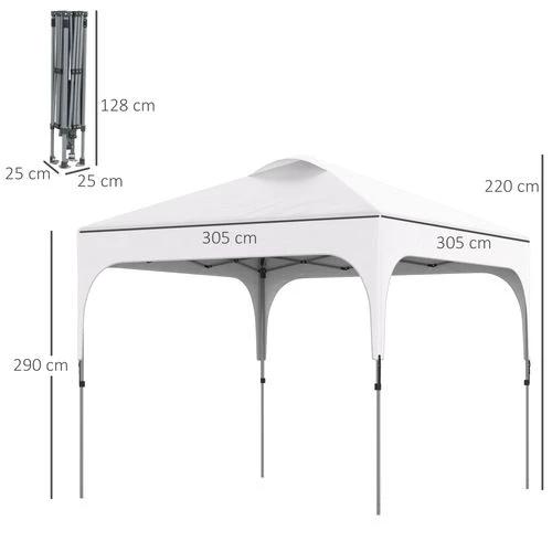 3x3M Pop Up Gazebo, Carry Bag 4 Leg Weight Bags White by Outsunny
