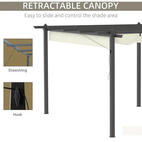 4 x 3m Aluminum Pergola Gazebo Retractable Roof CanopyCream White by Outsunny
