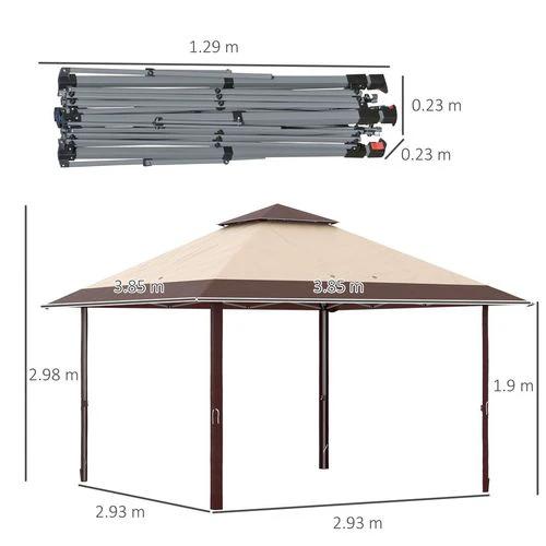 Outsunny 4 x 4m Outdoor Pop-Up Canopy Tent Gazebo Adjustable Legs Bag Coffee - Gazebos