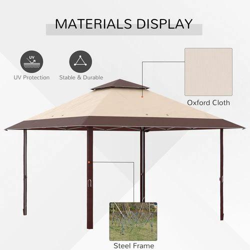 Outsunny 4 x 4m Outdoor Pop-Up Canopy Tent Gazebo Adjustable Legs Bag Coffee - Gazebos