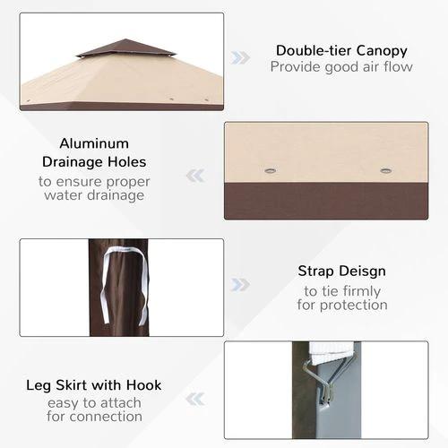4 x 4m Outdoor Pop-Up Canopy Tent Gazebo Adjustable Legs Bag Coffee by Outsunny