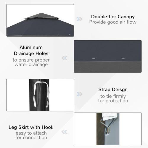 Outsunny 4 x 4m Outdoor Pop-Up Canopy Tent Gazebo Adjustable Legs Bag Grey - Gazebos