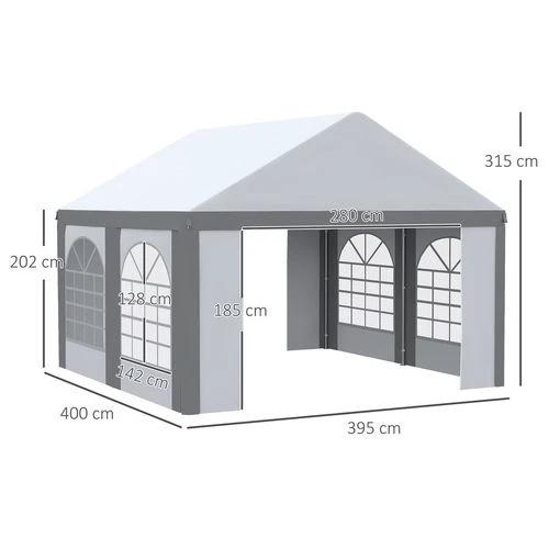 Outsunny 4 x 4m Party Tent, Marquee Gazebo with Sides, Four Windows and Double Doors - Gazebos