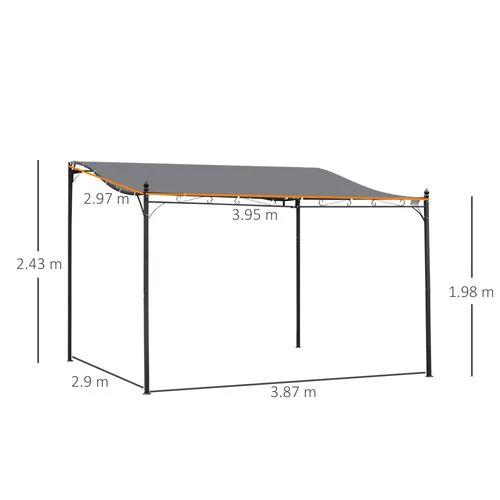 4x3 M Canopy Metal Wall Gazebo Grey by Outsunny