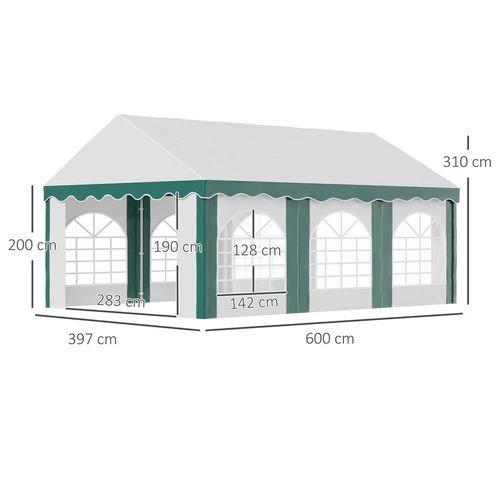 6 x 4m Marquee Gazebo, Party Tent with Double Doors for Wedding and Events by Outsunny