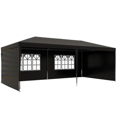 Outsunny 6m x 3m Garden Gazebo Marquee Canopy Party Tent Canopy Patio Black - Gazebos