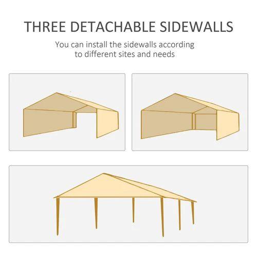Outsunny 6m x 3m Garden Gazebo Marquee Canopy Party Tent Canopy Patio Black - Gazebos
