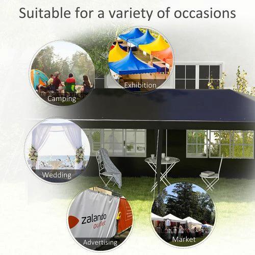 Outsunny 6m x 3m Garden Gazebo Marquee Canopy Party Tent Canopy Patio Black - Gazebos