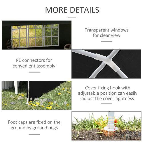 Outsunny 6m x 3m Garden Gazebo Marquee Canopy Party Tent Canopy Patio Black - Gazebos