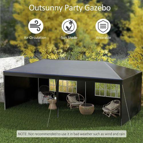 Outsunny 6m x 3m Garden Gazebo Marquee Canopy Party Tent Canopy Patio Black - Gazebos