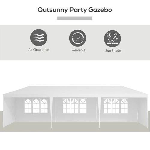 9m x 3m Outdoor Garden Gazebo Wedding Party Tent Canopy Marquee White by Outsunny
