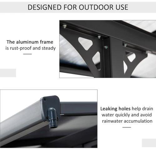 Outdoor Patio Gazebo Pergola, Aluminum Post, 4.35x3m Mounted on the Wall Roof by Outsunny