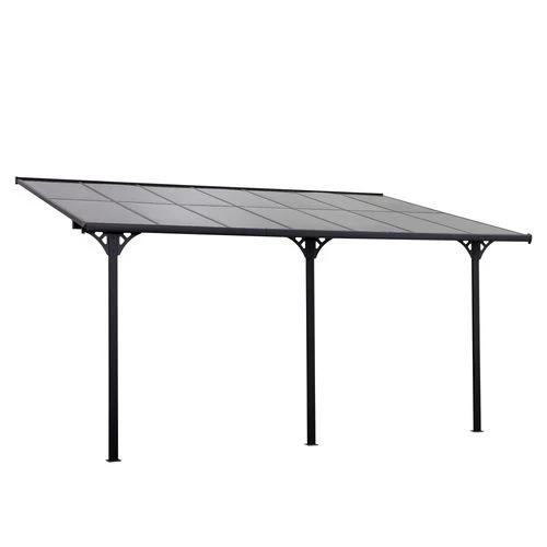 Outdoor Patio Gazebo Pergola, Aluminum Post, 4.35x3m Mounted on the Wall Roof by Outsunny