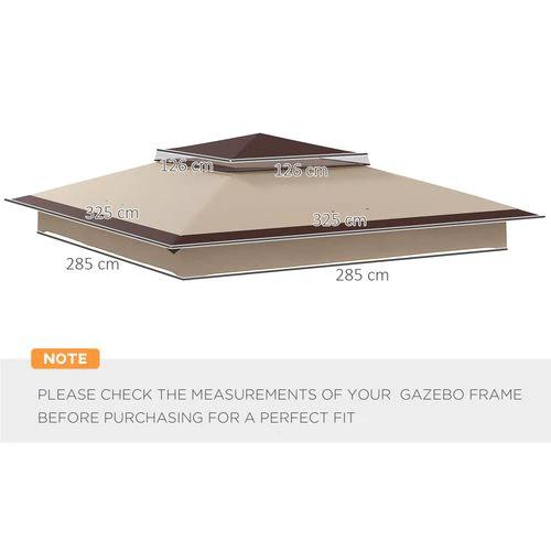 Outsunny Outsunny 3.25mx3.25m 2-Tier Gazebo Cover Replacement, 30+ UV Protection, Beige - Gazebos