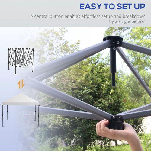 Outsunny Outsunny 3 x 3(m) Pop Up Gazebo, Instant Shelter with 1-Button Push, White - Gazebos
