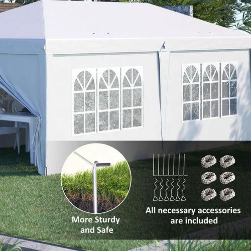 Outsunny Outsunny 3 x 6m Pop Up Gazebo Height Adjustable Party Tent w/ Storage Bag Black - Gazebos