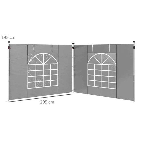Outsunny 3x3(m) or 3x6m Pop Up Gazebo Side Panels Replacement, 2 Pack, Grey by Outsunny