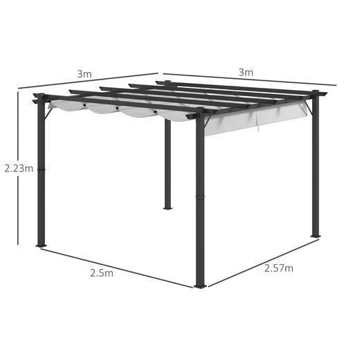 Outsunny Outsunny 3x3(m) Pergola Gazebo Sun Shade Shelter Aluminium Garden Canopy, Grey - Gazebos