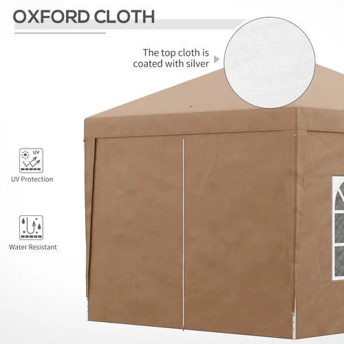 Outsunny 3x3 m Pop Up Gazebo Party Tent Canopy Marquee with Storage Bag Coffee by Outsunny