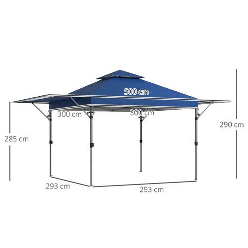 Outsunny Outsunny 5 x 3(m) Pop Up Gazebo, Instant Shelter with Extend Dual Awning, Blue - Gazebos