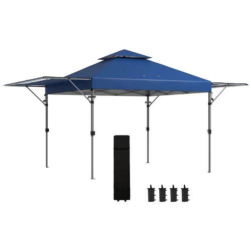 Outsunny Outsunny 5 x 3(m) Pop Up Gazebo, Instant Shelter with Extend Dual Awning, Blue - Gazebos