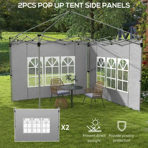 Outsunny Outsunny Gazebo Side Panels for 3x3(m) or 3x4m Pop Up Gazebo, 2 Pack, Grey - Gazebos