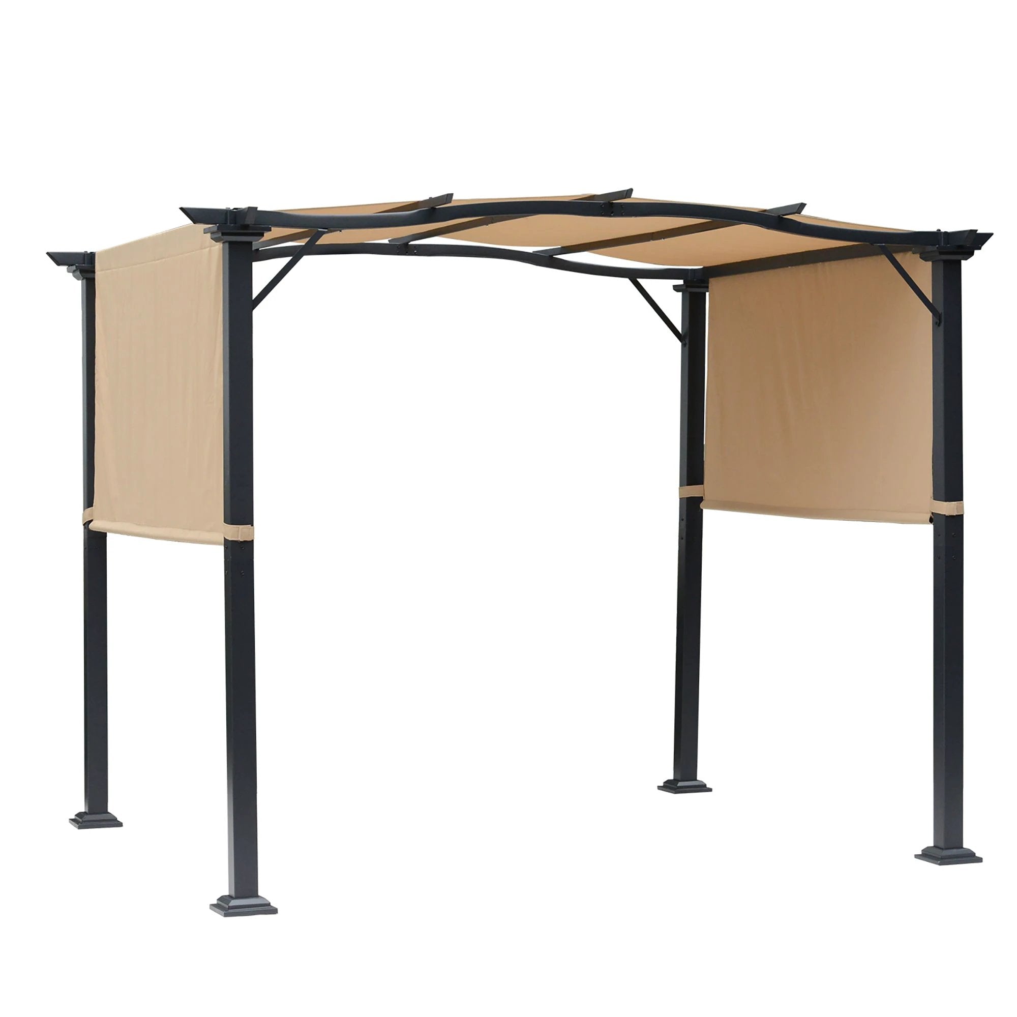 Retractable Pergola Garden Gazebo 3x2.45x2.3m, Khaki by Outsunny