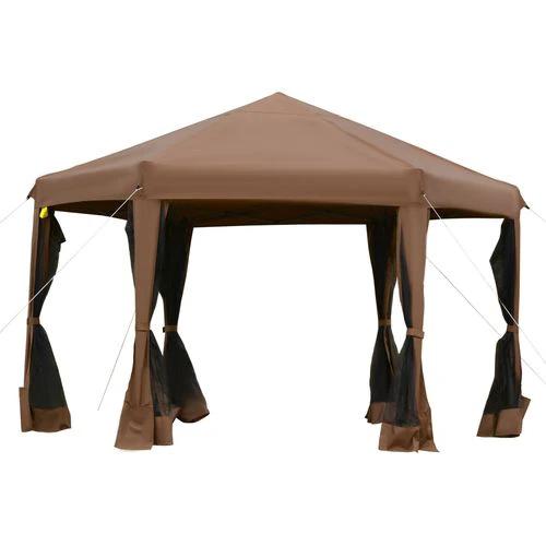 3.2m Pop Up Gazebo Hexagonal Tent Sun Protection with Mesh Sidewalls, Handy Bag by Outsunny