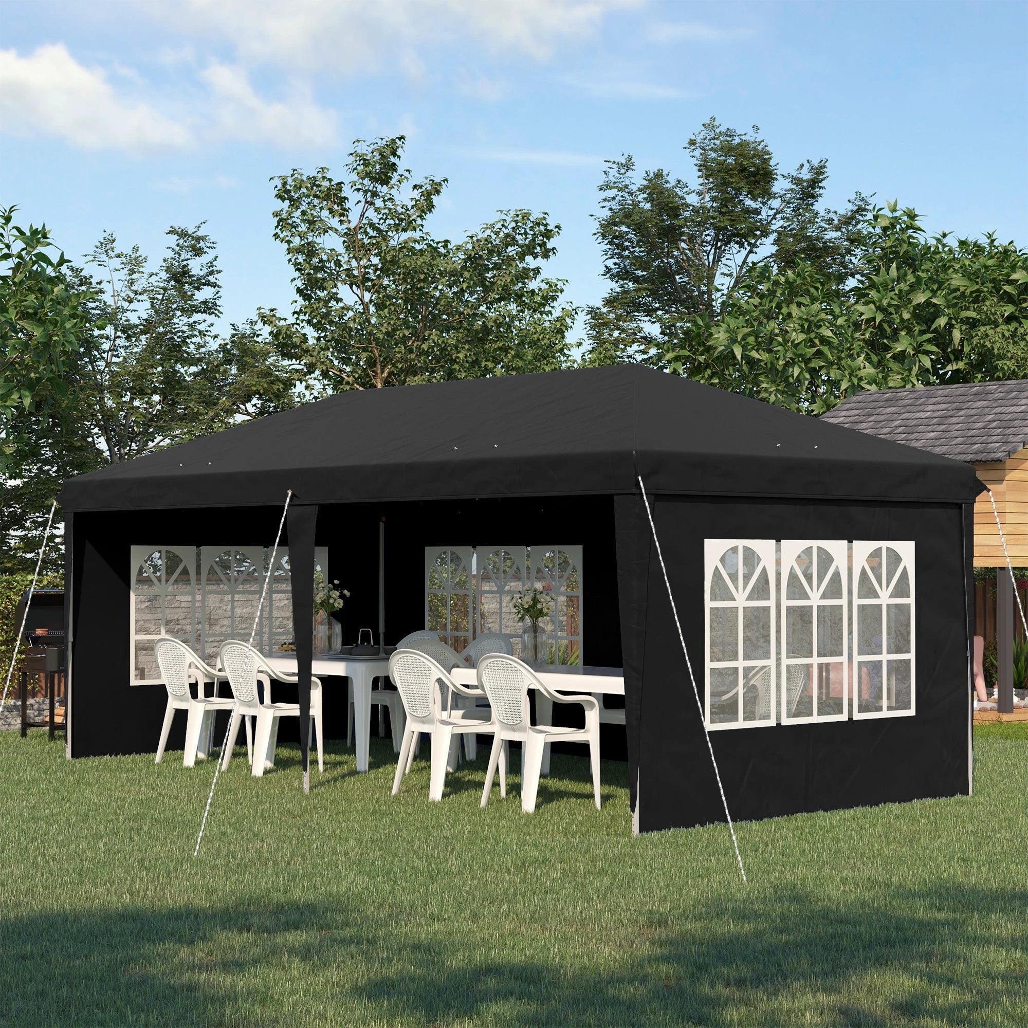 Outsunny Outsunny 3 x 6m Heavy Duty Gazebo Marquee Party Tent with Storage Bag Grey - Gazebos