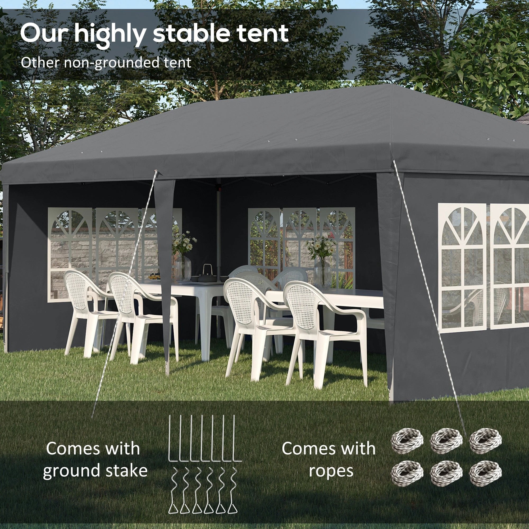 Outsunny 3 x 6m Heavy Duty Gazebo Marquee Party Tent with Storage Bag Grey by Outsunny