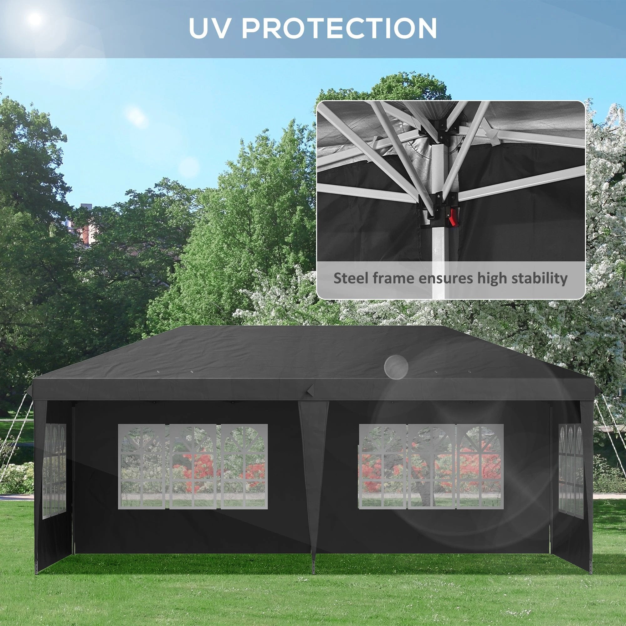 Outsunny Outsunny 3 x 6m Heavy Duty Gazebo Marquee Party Tent with Storage Bag Grey - Gazebos