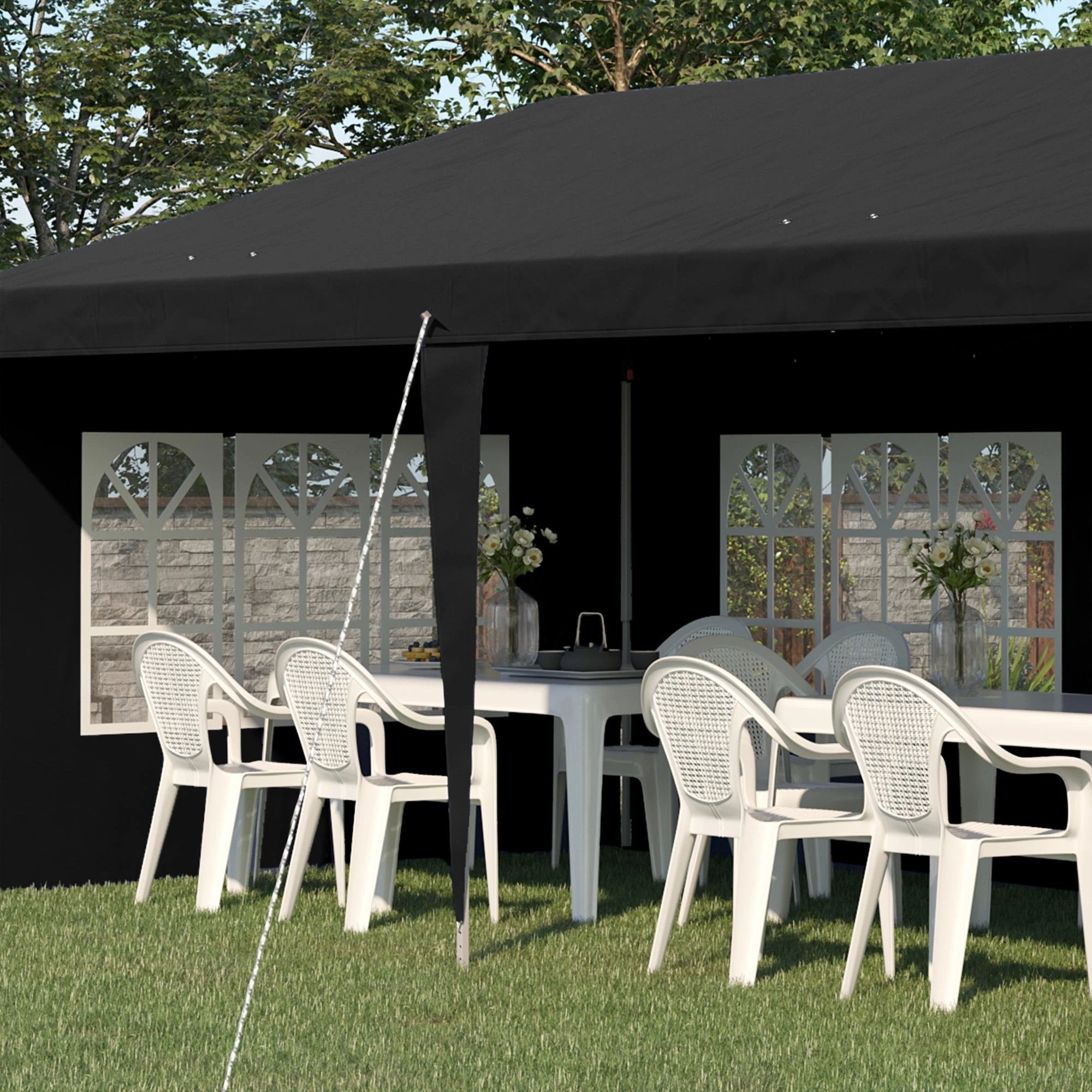 Outsunny Outsunny 3 x 6m Heavy Duty Gazebo Marquee Party Tent with Storage Bag Grey - Gazebos