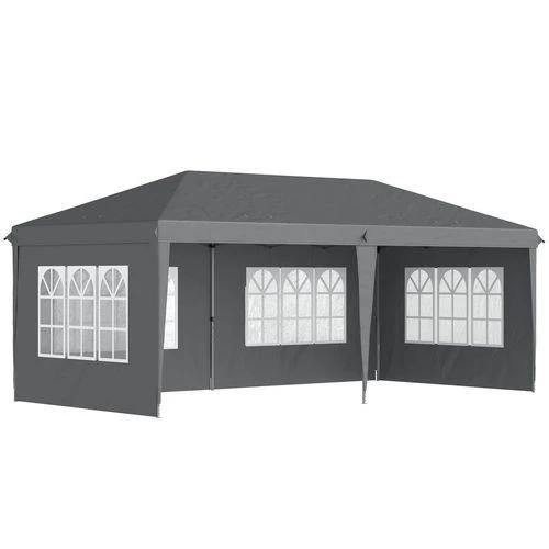 Outsunny 3 x 6m Heavy Duty Gazebo Marquee Party Tent with Storage Bag Grey by Outsunny
