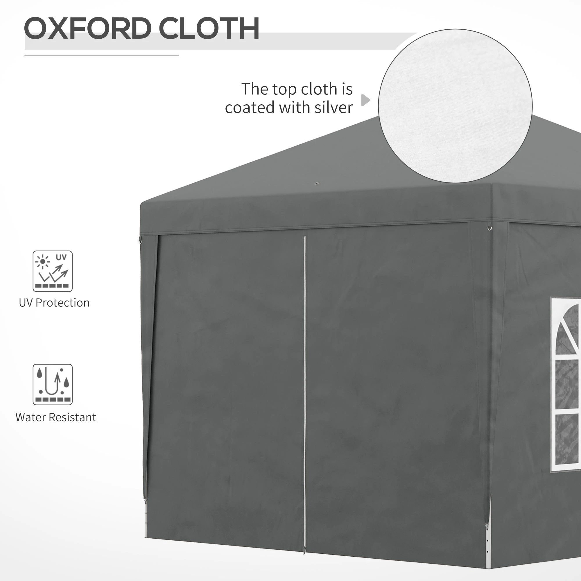 Outsunny Outsunny 3mx3m Pop Up Gazebo Party Tent Canopy Marquee with Storage Bag Grey - Gazebos