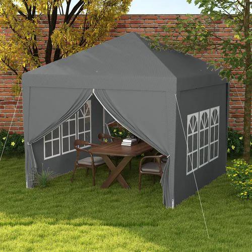 Outsunny 3mx3m Pop Up Gazebo Party Tent Canopy Marquee with Storage Bag Grey by Outsunny