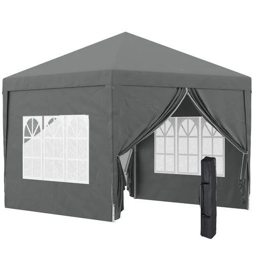 Outsunny 3mx3m Pop Up Gazebo Party Tent Canopy Marquee with Storage Bag Grey by Outsunny
